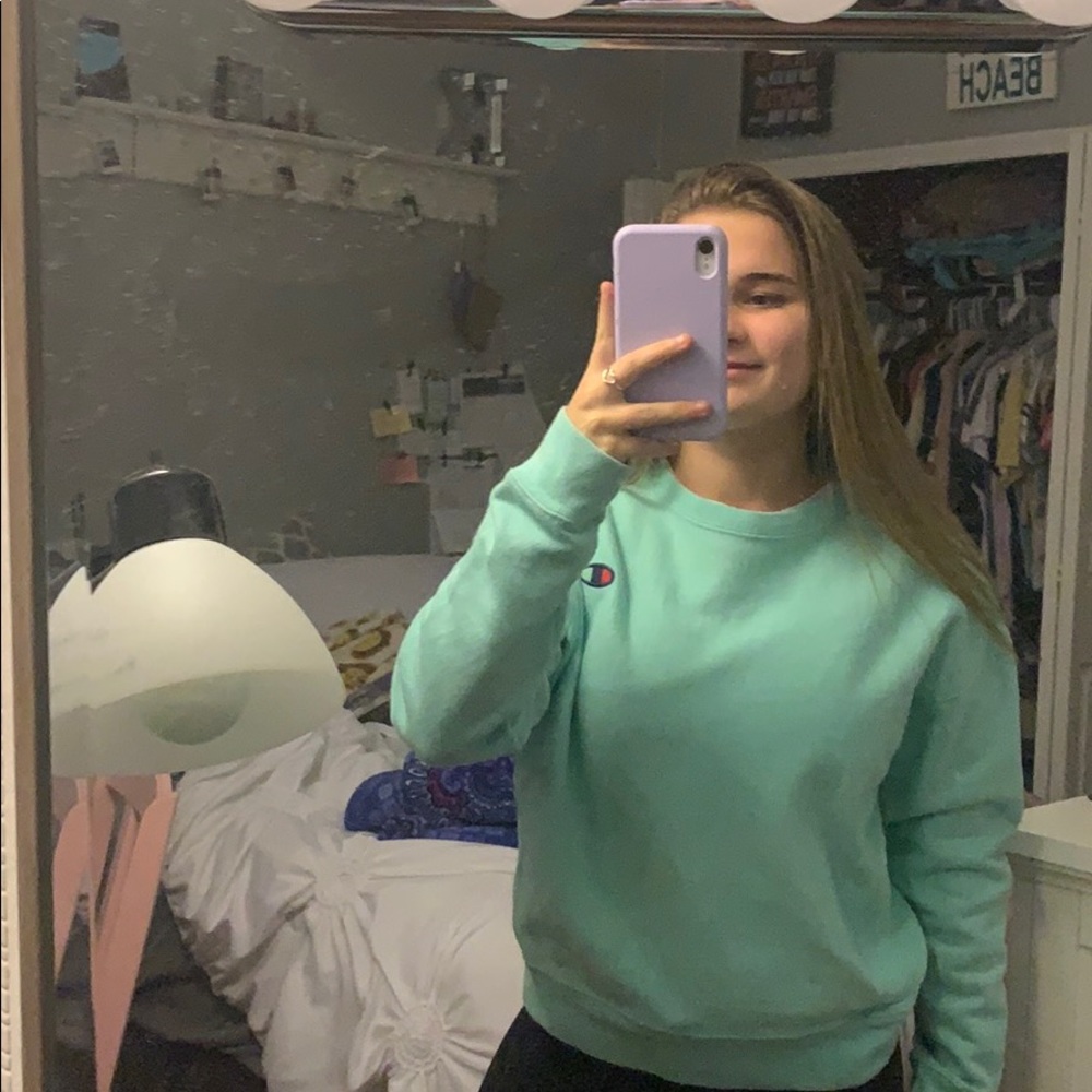 Mint green champion hoodie